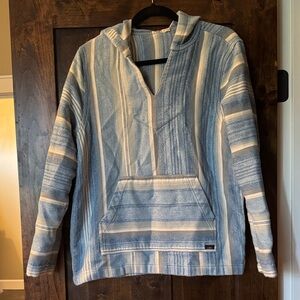 Faherty Baja Striped Blue and White poncho Sweater